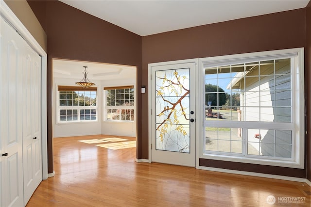 entryway featuring a healthy amount of sunlight and light wood-type flooring