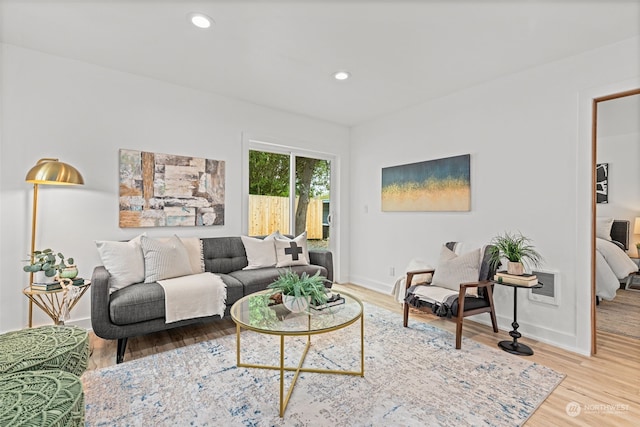 living room with hardwood / wood-style floors