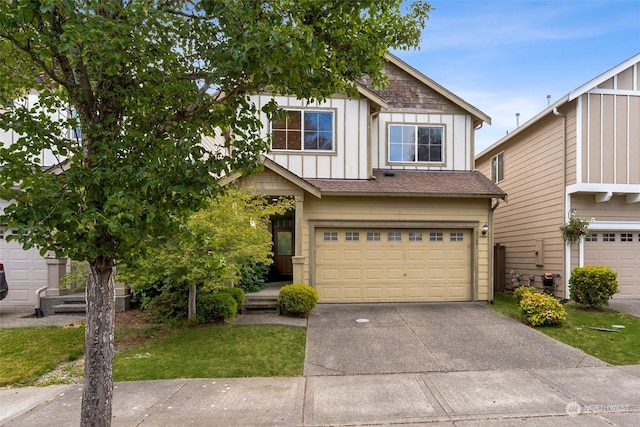 view of front of house with a garage