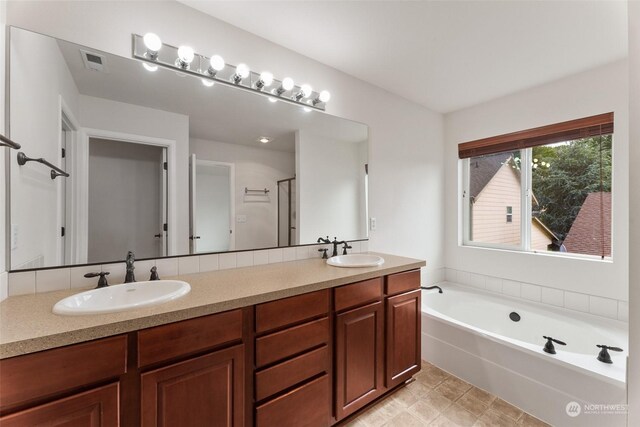 bathroom featuring vanity and a bathtub