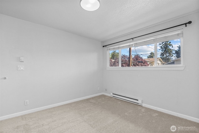 1128 N 91st St, Seattle, WA 98103 - unfurnished room featuring baseboard heating, carpet flooring, baseboards, and a textured ceiling