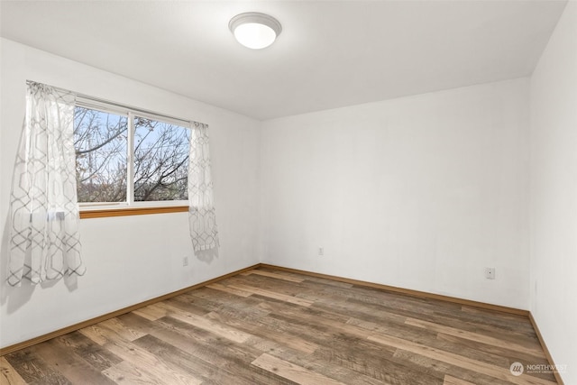 spare room featuring wood-type flooring