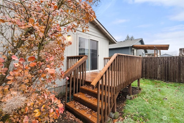 deck featuring a yard