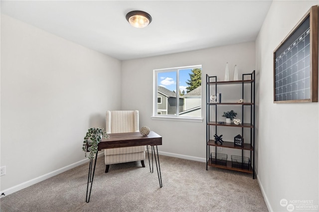 view of carpeted home office