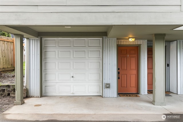 view of garage