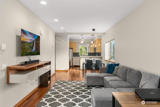 living room featuring hardwood / wood-style flooring