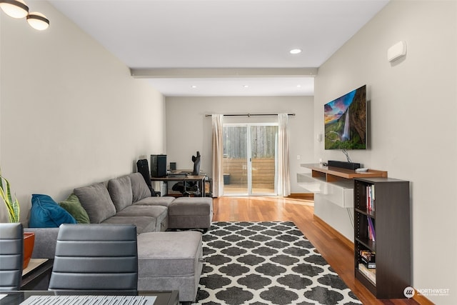 living room with hardwood / wood-style floors