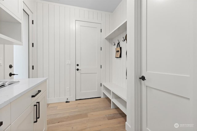 mudroom featuring light wood-style flooring