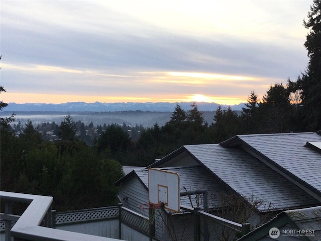 view of mountain feature featuring a wooded view