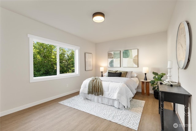 bedroom with hardwood / wood-style floors