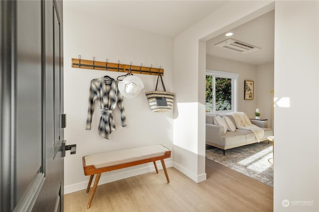 mudroom featuring light wood-type flooring