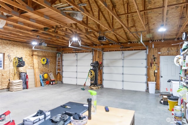 garage with a garage door opener