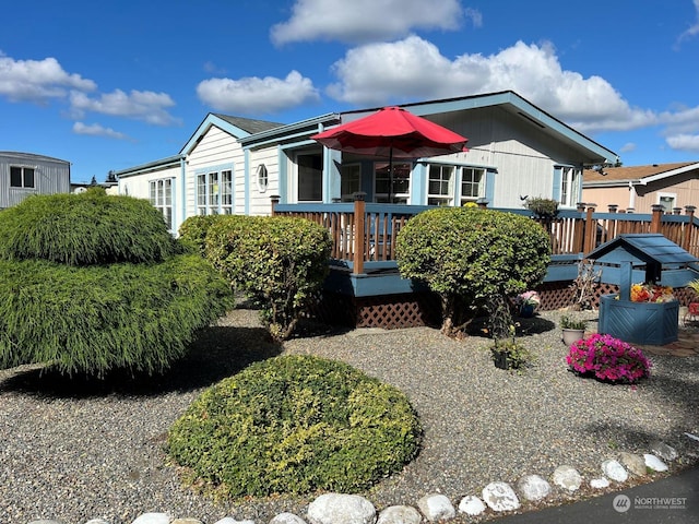 view of front facade with a deck