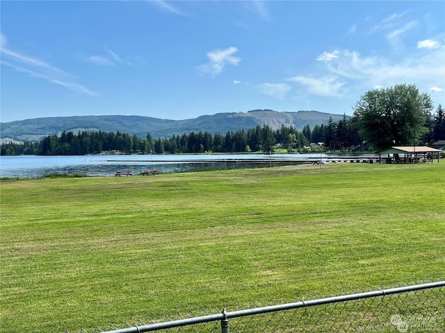 mountain view featuring a water view