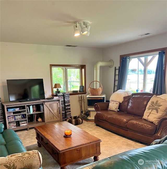 living room featuring carpet floors