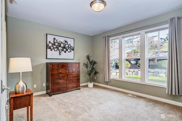 sitting room with light colored carpet