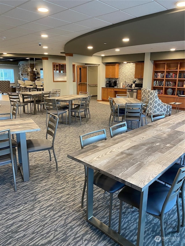 view of carpeted dining room