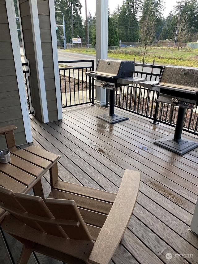 deck with a grill