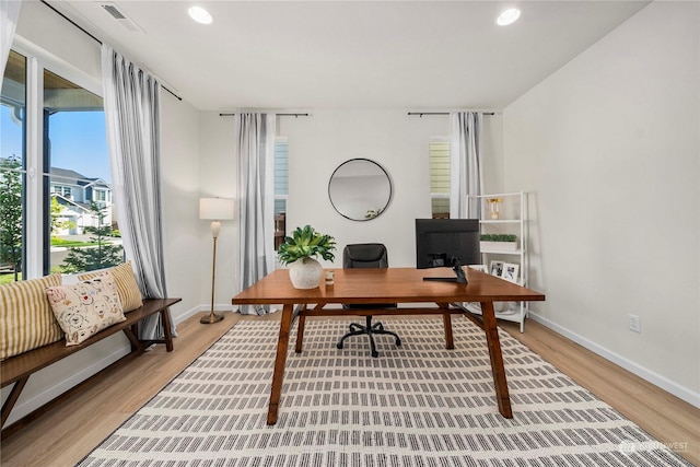 home office featuring wood-type flooring