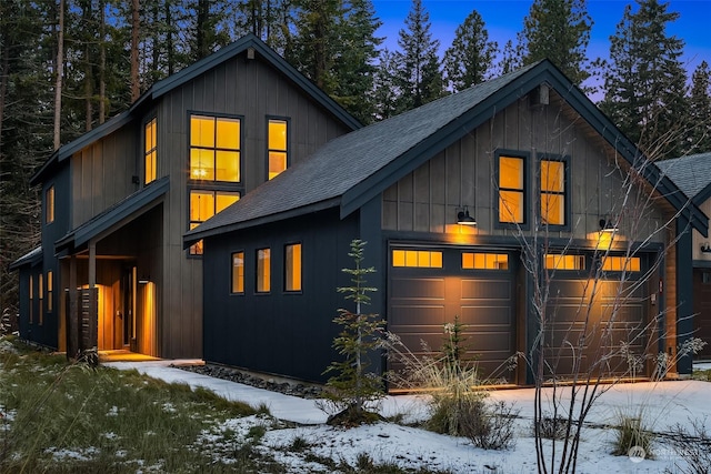 view of front of house with a garage