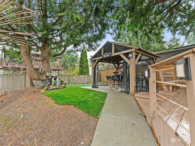 view of yard with a gazebo and a patio area