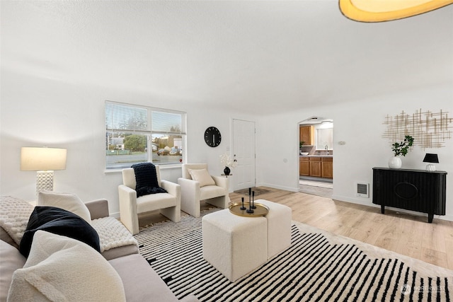 living room featuring light wood-type flooring