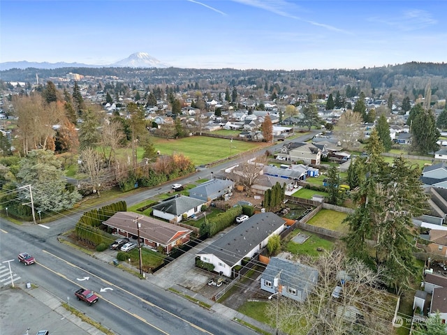 aerial view with a mountain view