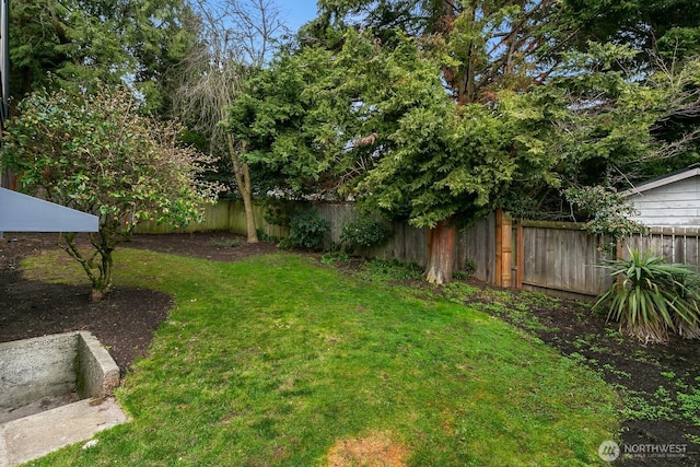 view of yard featuring a fenced backyard