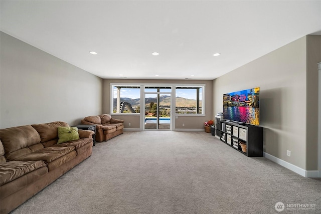 11 Holcomb Dr, East Wenatchee, WA 98802 - living room featuring baseboards, carpet flooring, and recessed lighting