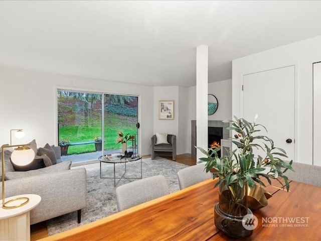 living room with hardwood / wood-style floors