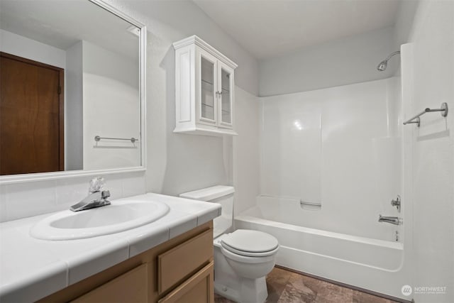 1305 W Clearbrook Unit 7, Bellingham, WA 98229 - bathroom with vanity, stone finish floors, and bathtub / shower combination