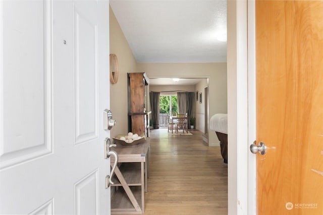 interior space with hardwood / wood-style floors