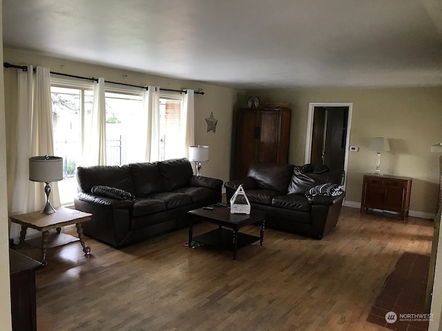 living room featuring dark hardwood / wood-style floors