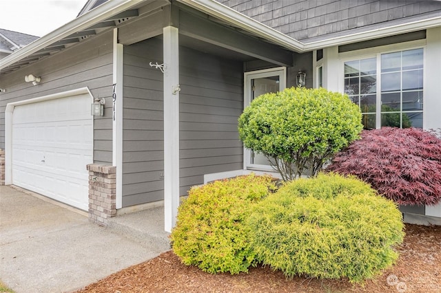 entrance to property with a garage