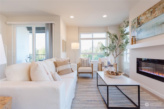 living room featuring a wealth of natural light