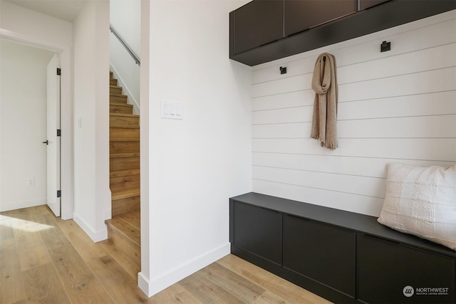 mudroom with light wood-type flooring