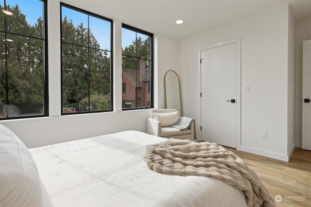 bedroom featuring light hardwood / wood-style flooring