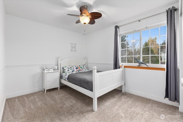 unfurnished bedroom with carpet and ceiling fan