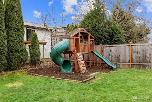 view of play area with a lawn