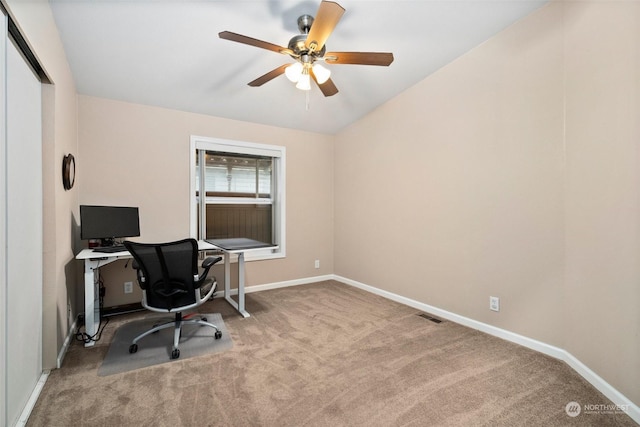 view of carpeted office space