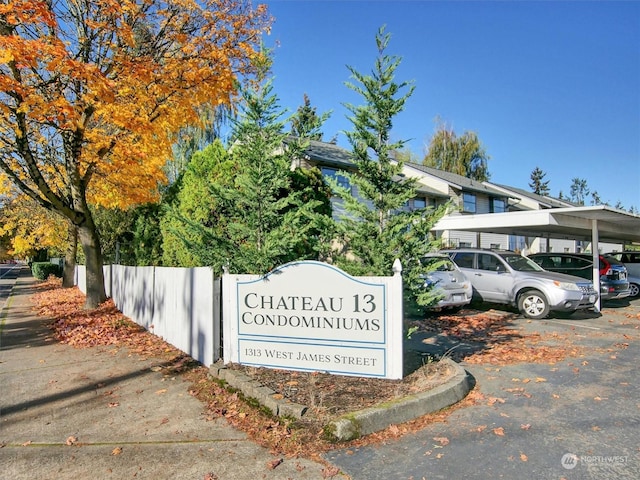 view of community sign