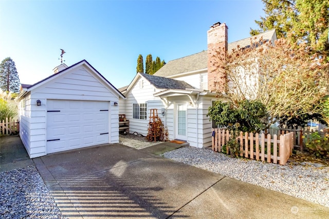 exterior space featuring a garage