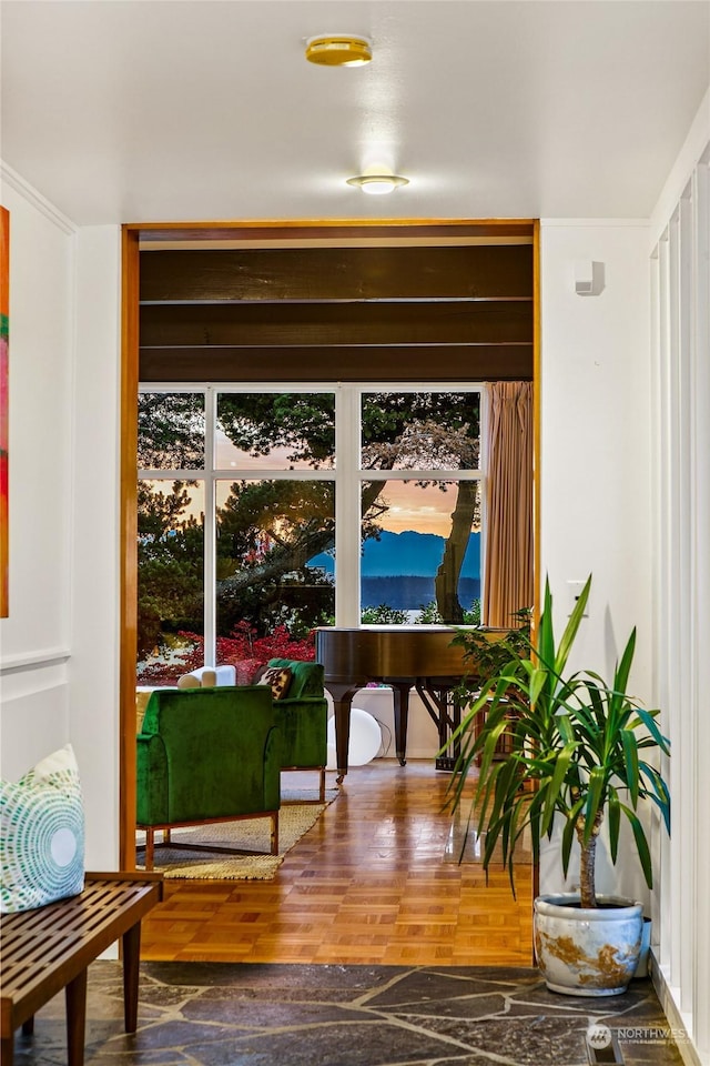 entryway with hardwood / wood-style floors and a wealth of natural light