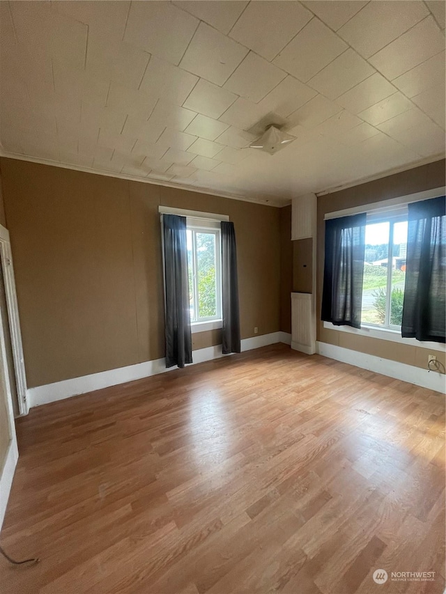 empty room with light hardwood / wood-style floors