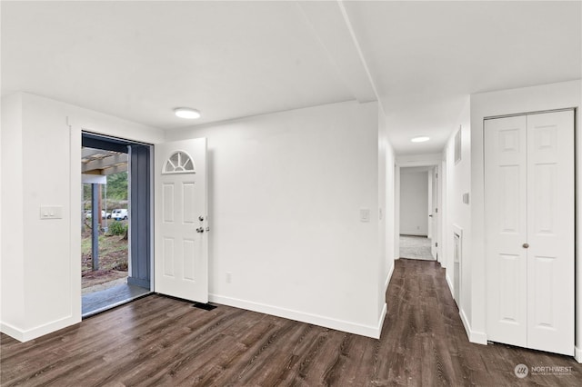 foyer featuring dark wood-type flooring