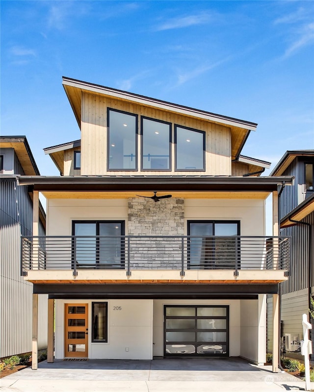 contemporary home with a balcony