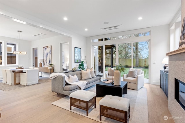 living room featuring light hardwood / wood-style flooring