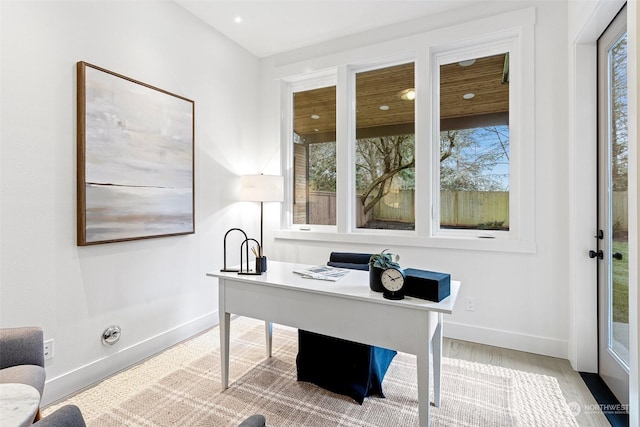 home office featuring light wood-type flooring