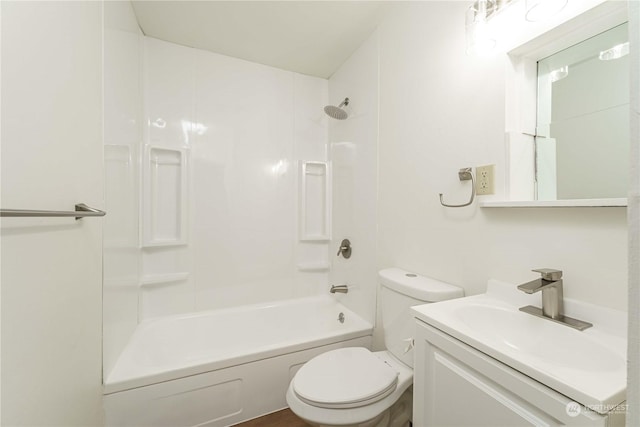 full bathroom with vanity, shower / bath combination, and toilet