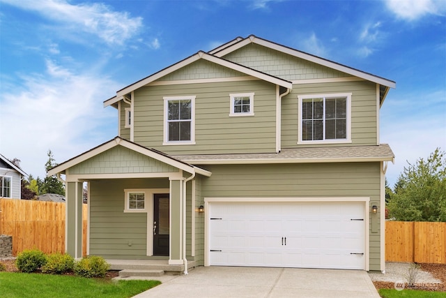 craftsman inspired home featuring a garage